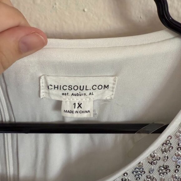 Chic Soul Silver Sequins Long-Sleeves Dress - Picture 3 of 4